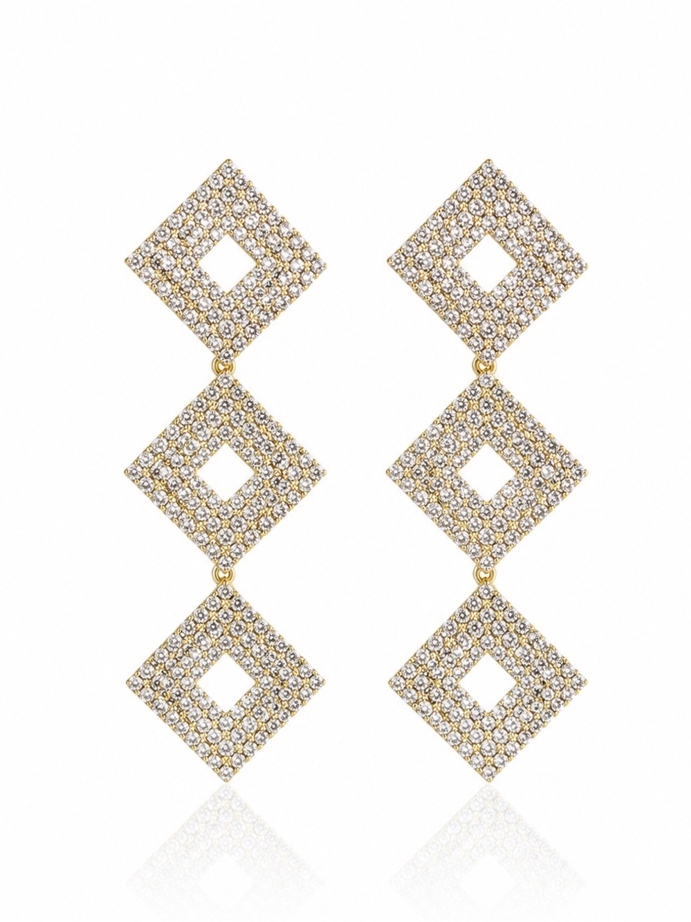 Elegant Silver Diamond-Shaped Earrings